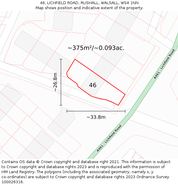 46, LICHFIELD ROAD, RUSHALL, WALSALL, WS4 1NN: Plot and title map