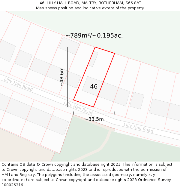 46, LILLY HALL ROAD, MALTBY, ROTHERHAM, S66 8AT: Plot and title map