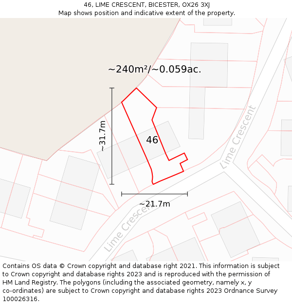 46, LIME CRESCENT, BICESTER, OX26 3XJ: Plot and title map