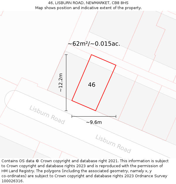 46, LISBURN ROAD, NEWMARKET, CB8 8HS: Plot and title map