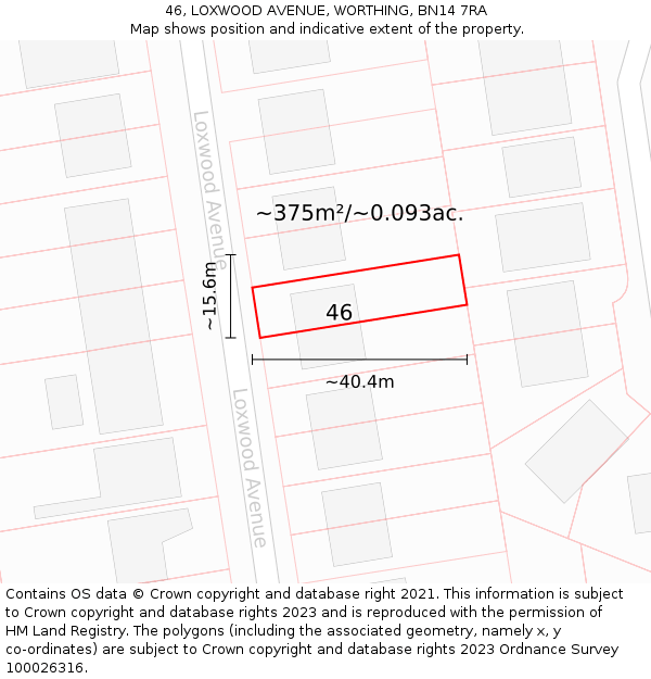 46, LOXWOOD AVENUE, WORTHING, BN14 7RA: Plot and title map