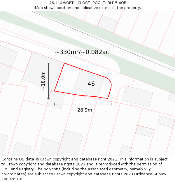 46, LULWORTH CLOSE, POOLE, BH15 4QR: Plot and title map