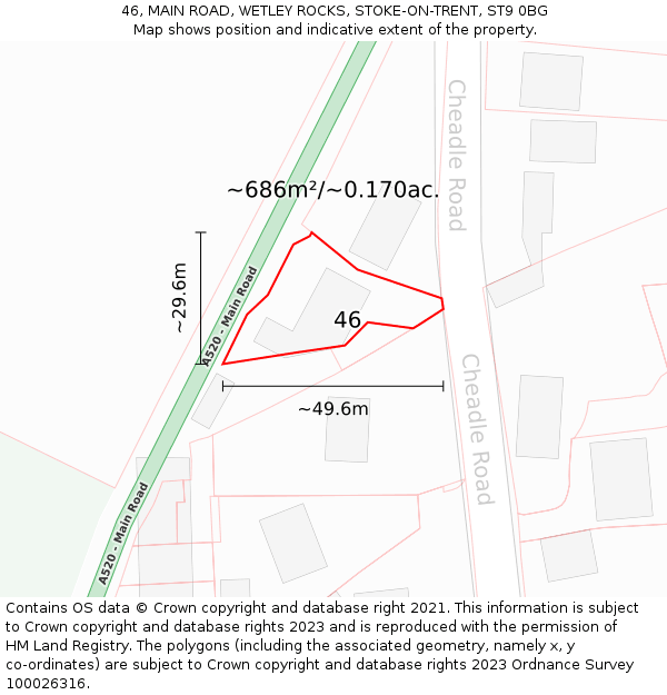 46, MAIN ROAD, WETLEY ROCKS, STOKE-ON-TRENT, ST9 0BG: Plot and title map