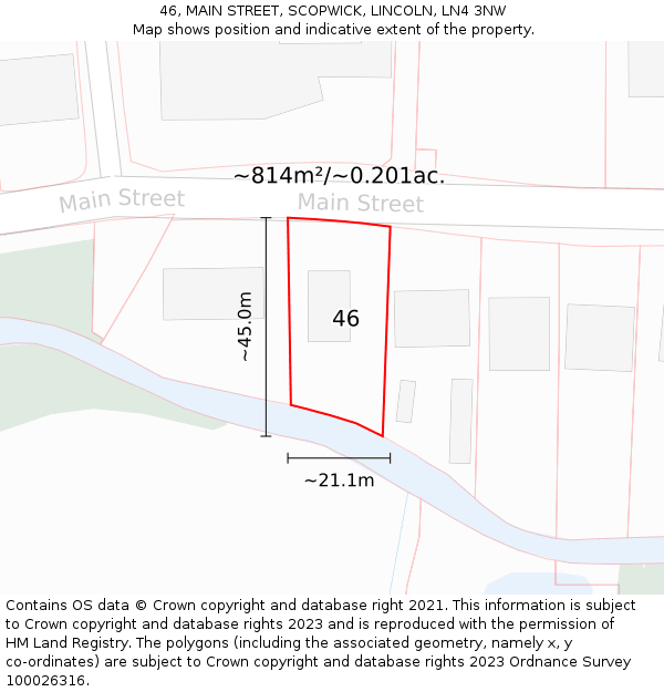 46, MAIN STREET, SCOPWICK, LINCOLN, LN4 3NW: Plot and title map