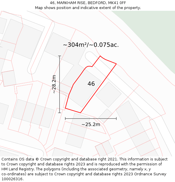 46, MARKHAM RISE, BEDFORD, MK41 0FF: Plot and title map