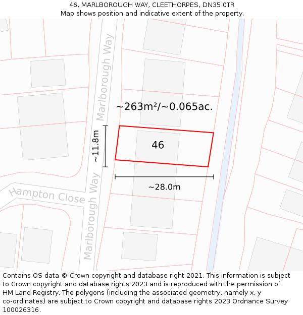 46, MARLBOROUGH WAY, CLEETHORPES, DN35 0TR: Plot and title map