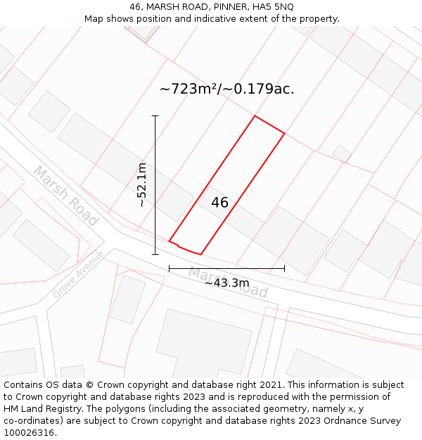 46, MARSH ROAD, PINNER, HA5 5NQ: Plot and title map