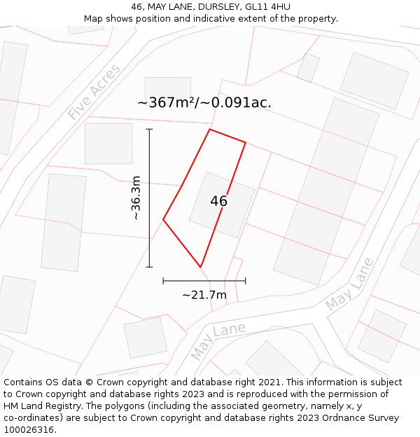 46, MAY LANE, DURSLEY, GL11 4HU: Plot and title map