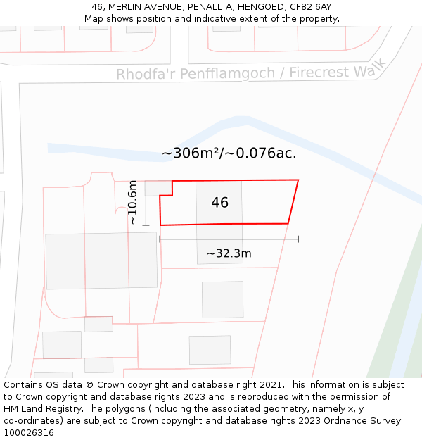 46, MERLIN AVENUE, PENALLTA, HENGOED, CF82 6AY: Plot and title map