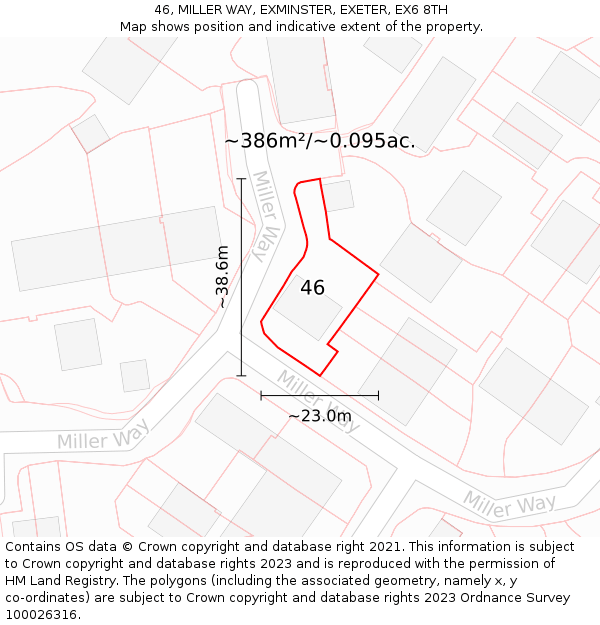 46, MILLER WAY, EXMINSTER, EXETER, EX6 8TH: Plot and title map