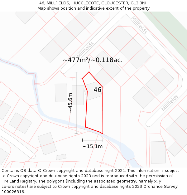 46, MILLFIELDS, HUCCLECOTE, GLOUCESTER, GL3 3NH: Plot and title map