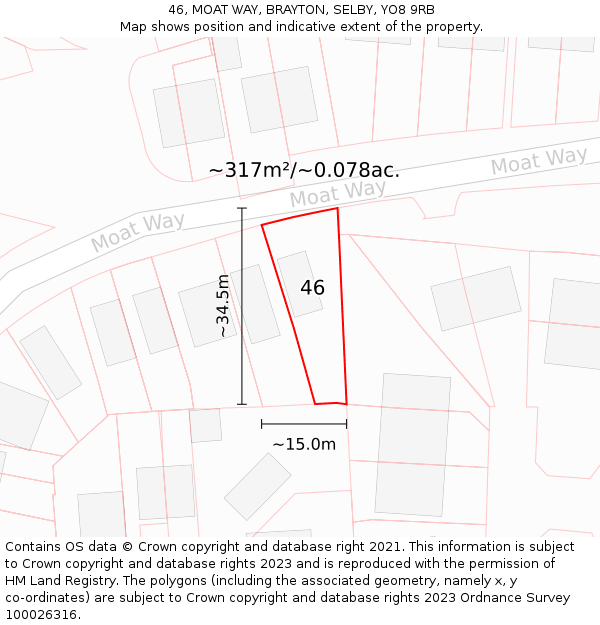46, MOAT WAY, BRAYTON, SELBY, YO8 9RB: Plot and title map