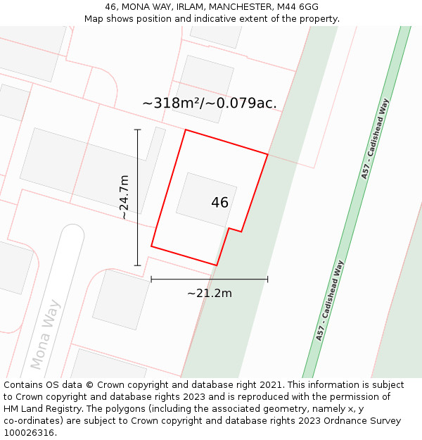 46, MONA WAY, IRLAM, MANCHESTER, M44 6GG: Plot and title map