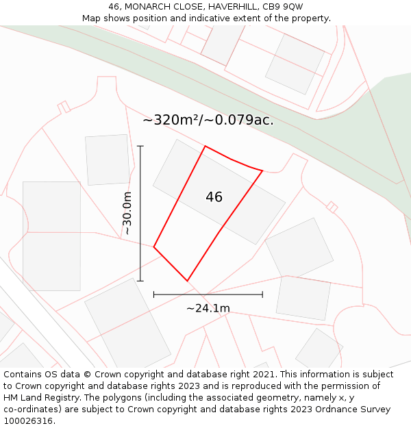 46, MONARCH CLOSE, HAVERHILL, CB9 9QW: Plot and title map