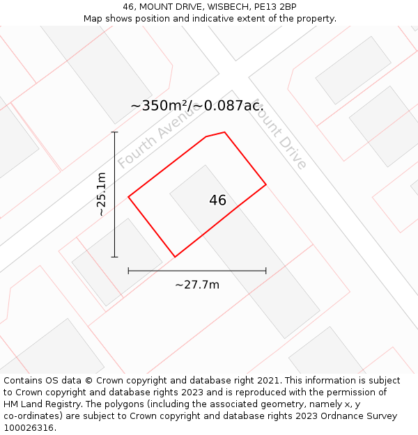 46, MOUNT DRIVE, WISBECH, PE13 2BP: Plot and title map