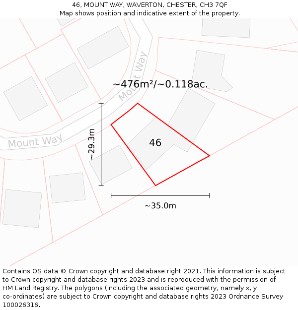 46, MOUNT WAY, WAVERTON, CHESTER, CH3 7QF: Plot and title map