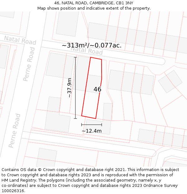 46, NATAL ROAD, CAMBRIDGE, CB1 3NY: Plot and title map