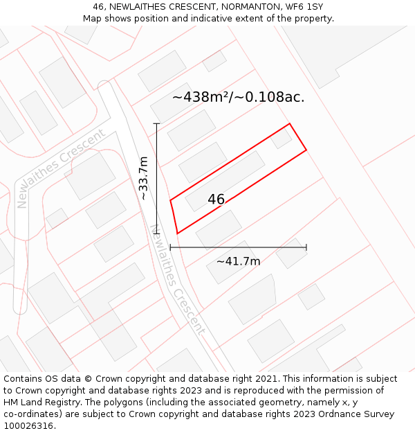 46, NEWLAITHES CRESCENT, NORMANTON, WF6 1SY: Plot and title map