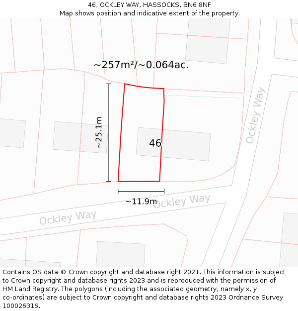 46, OCKLEY WAY, HASSOCKS, BN6 8NF: Plot and title map