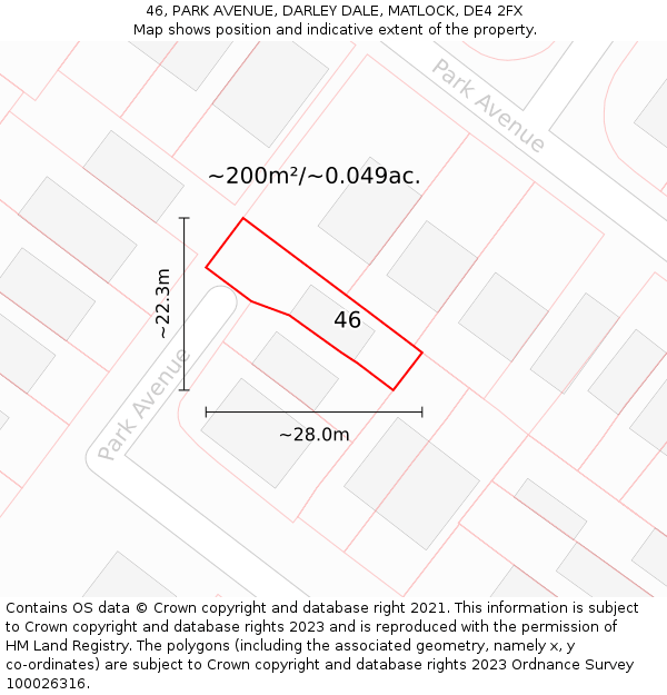 46, PARK AVENUE, DARLEY DALE, MATLOCK, DE4 2FX: Plot and title map