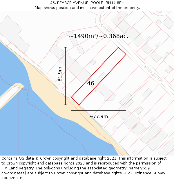 46, PEARCE AVENUE, POOLE, BH14 8EH: Plot and title map