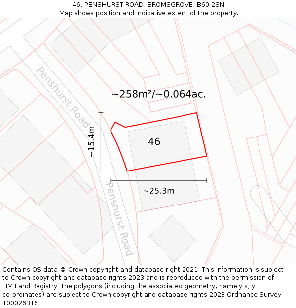 46, PENSHURST ROAD, BROMSGROVE, B60 2SN: Plot and title map