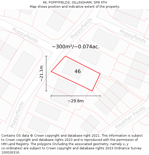 46, POPPYFIELDS, GILLINGHAM, SP8 4TH: Plot and title map