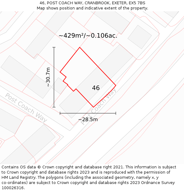 46, POST COACH WAY, CRANBROOK, EXETER, EX5 7BS: Plot and title map