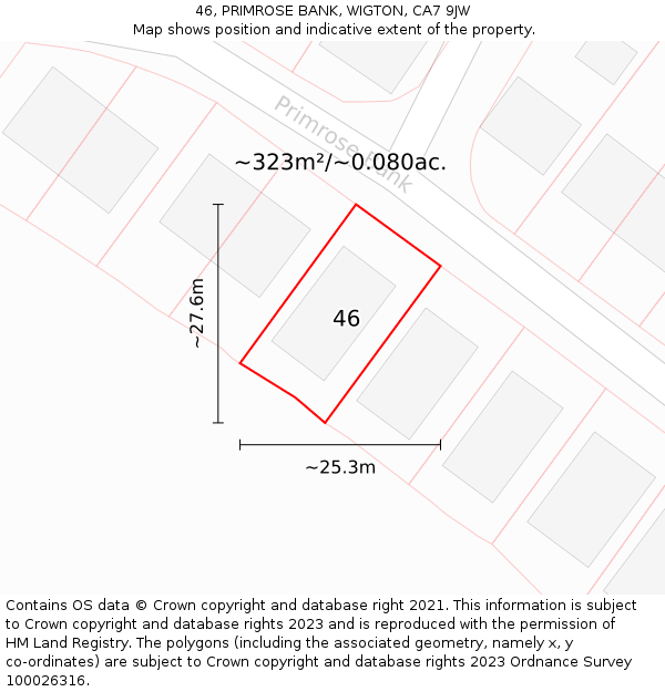 46, PRIMROSE BANK, WIGTON, CA7 9JW: Plot and title map