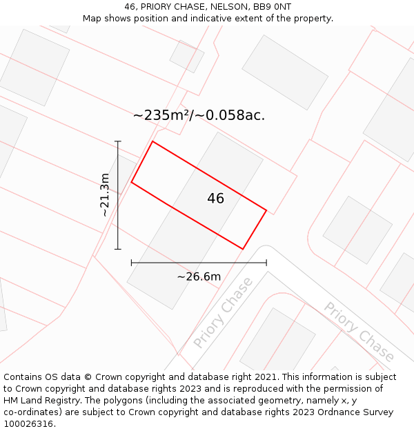46, PRIORY CHASE, NELSON, BB9 0NT: Plot and title map