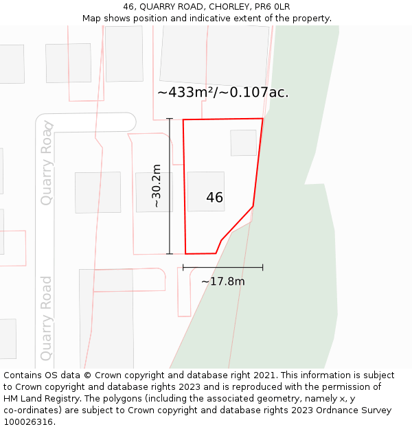 46, QUARRY ROAD, CHORLEY, PR6 0LR: Plot and title map