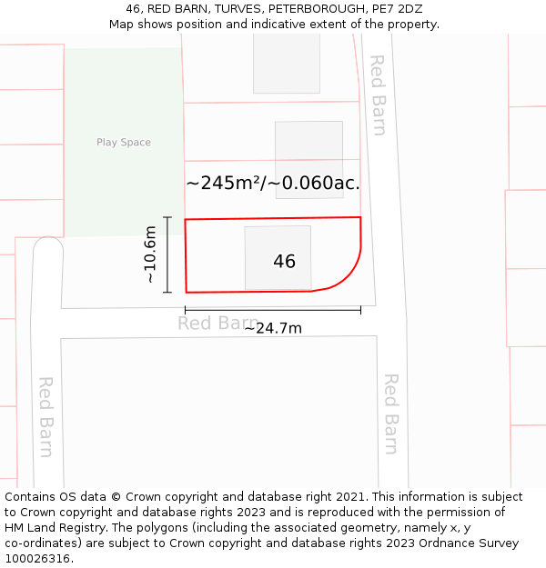 46, RED BARN, TURVES, PETERBOROUGH, PE7 2DZ: Plot and title map