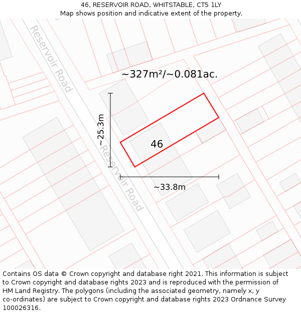 46, RESERVOIR ROAD, WHITSTABLE, CT5 1LY: Plot and title map