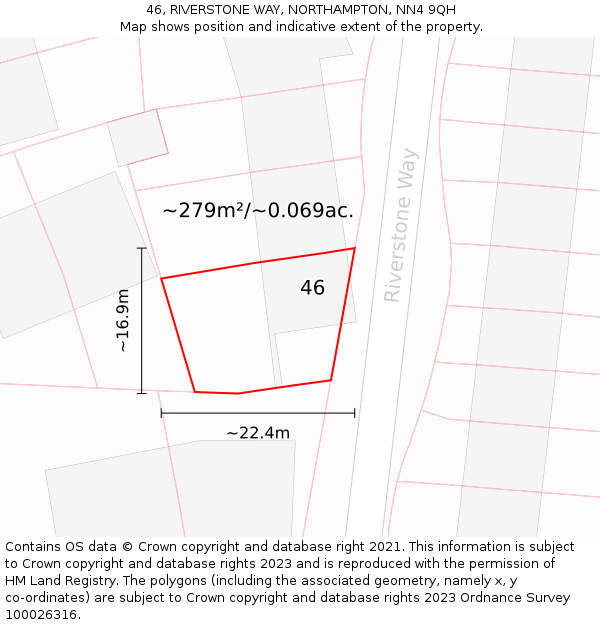 46, RIVERSTONE WAY, NORTHAMPTON, NN4 9QH: Plot and title map