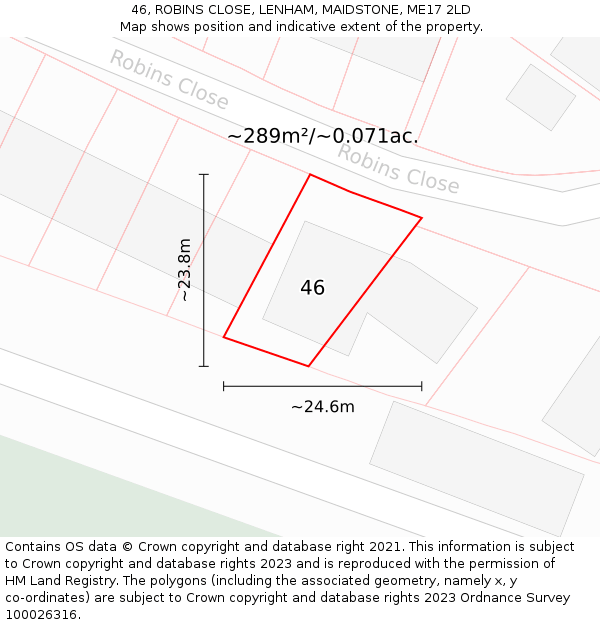46, ROBINS CLOSE, LENHAM, MAIDSTONE, ME17 2LD: Plot and title map