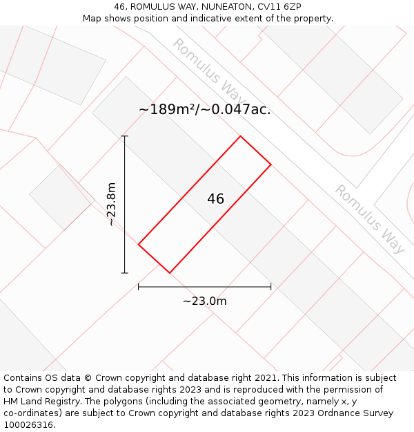 46, ROMULUS WAY, NUNEATON, CV11 6ZP: Plot and title map