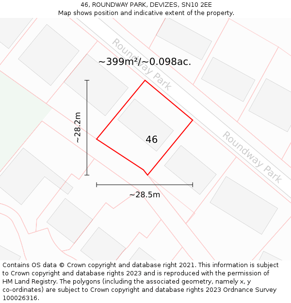46, ROUNDWAY PARK, DEVIZES, SN10 2EE: Plot and title map