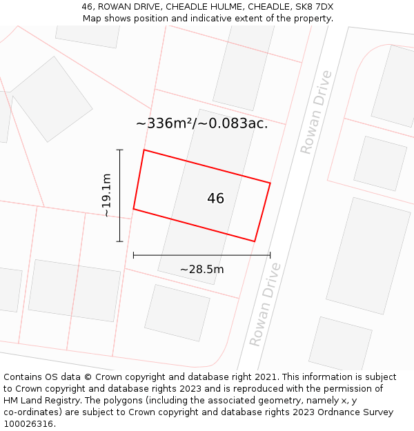 46, ROWAN DRIVE, CHEADLE HULME, CHEADLE, SK8 7DX: Plot and title map