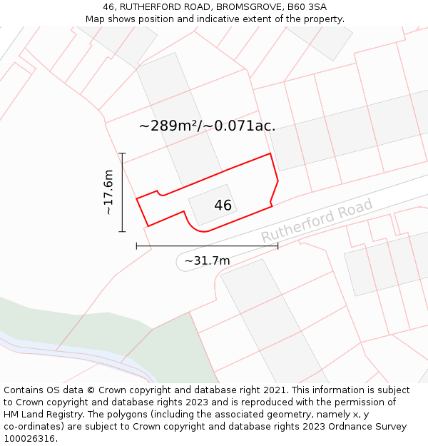 46, RUTHERFORD ROAD, BROMSGROVE, B60 3SA: Plot and title map