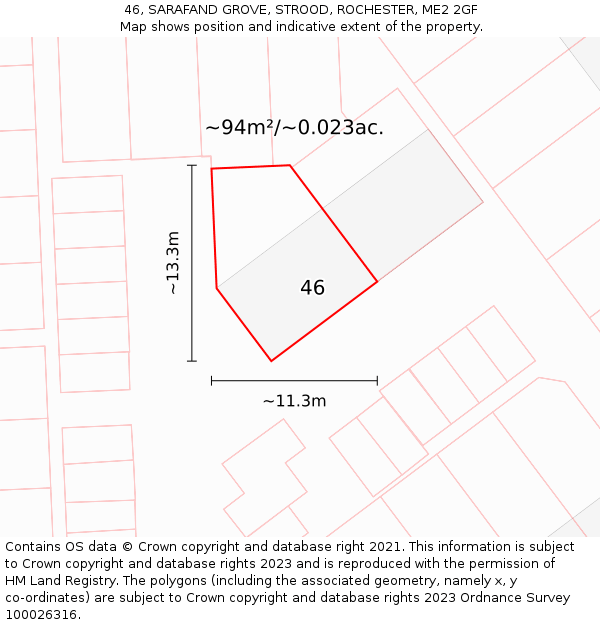 46, SARAFAND GROVE, STROOD, ROCHESTER, ME2 2GF: Plot and title map