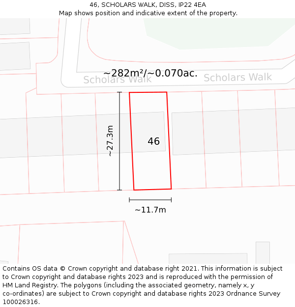 46, SCHOLARS WALK, DISS, IP22 4EA: Plot and title map