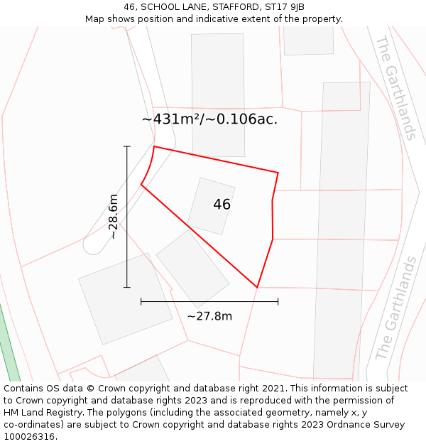 46, SCHOOL LANE, STAFFORD, ST17 9JB: Plot and title map