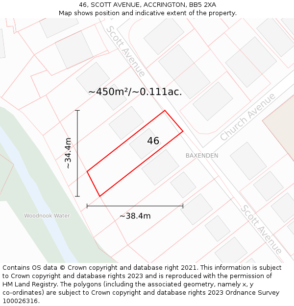 46, SCOTT AVENUE, ACCRINGTON, BB5 2XA: Plot and title map