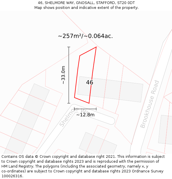 46, SHELMORE WAY, GNOSALL, STAFFORD, ST20 0DT: Plot and title map
