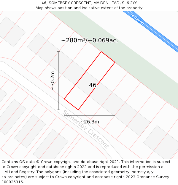 46, SOMERSBY CRESCENT, MAIDENHEAD, SL6 3YY: Plot and title map