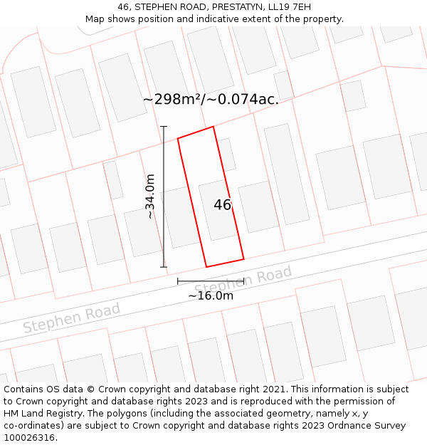 46, STEPHEN ROAD, PRESTATYN, LL19 7EH: Plot and title map