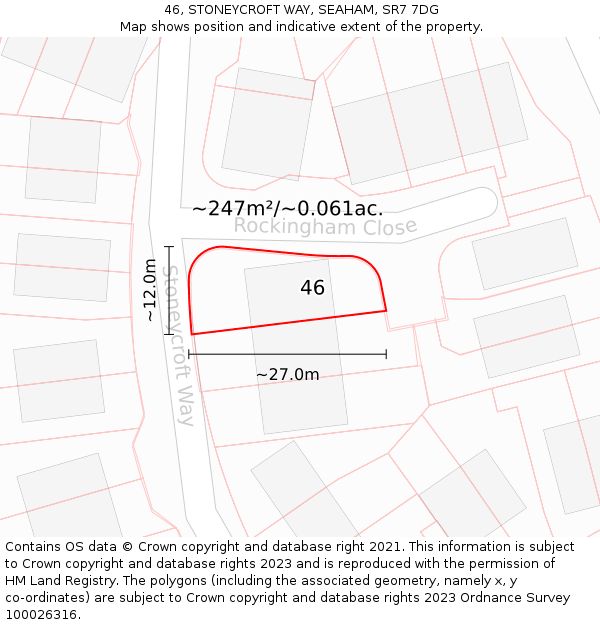 46, STONEYCROFT WAY, SEAHAM, SR7 7DG: Plot and title map