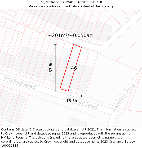 46, STRAFFORD ROAD, BARNET, EN5 4LR: Plot and title map