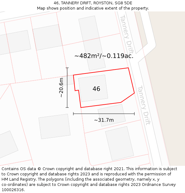 46, TANNERY DRIFT, ROYSTON, SG8 5DE: Plot and title map