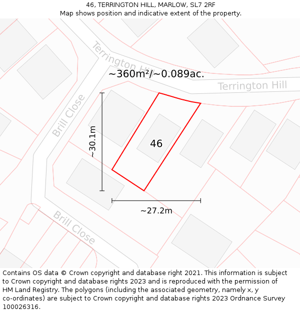 46, TERRINGTON HILL, MARLOW, SL7 2RF: Plot and title map